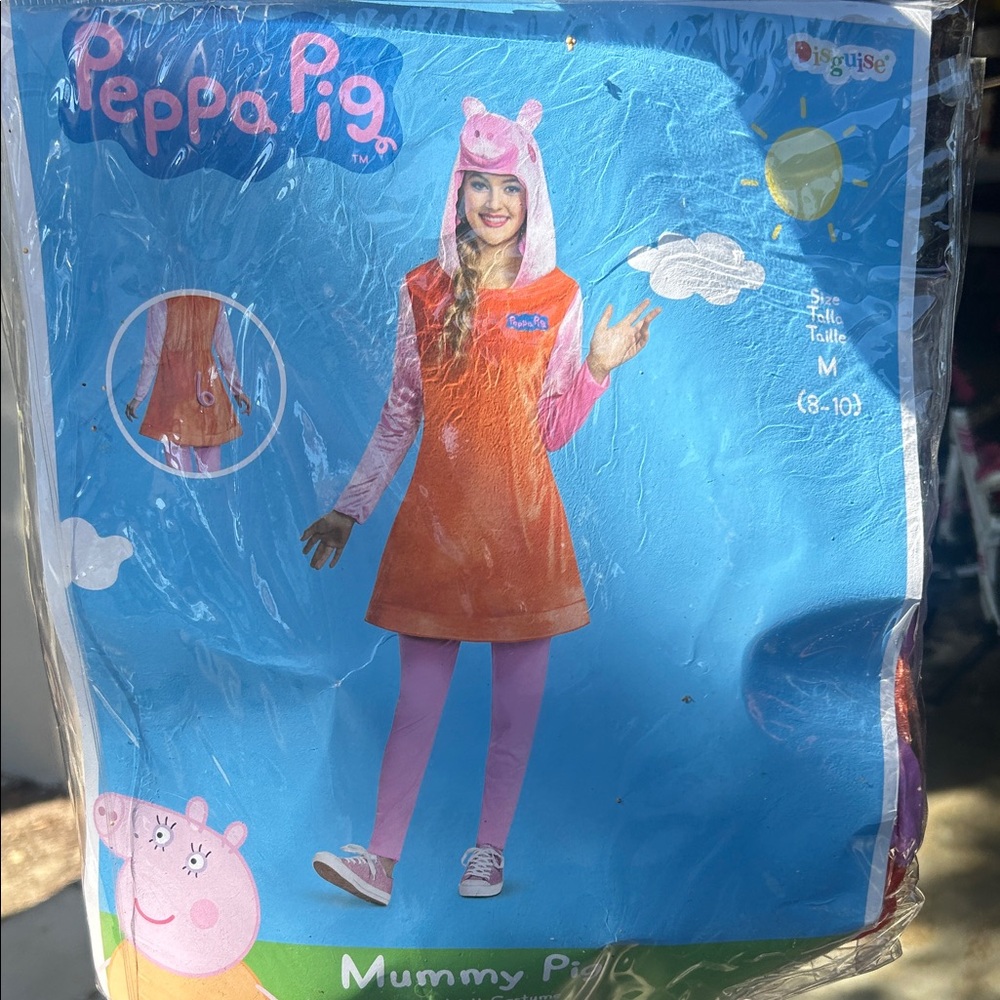 Women’s M Peppa Pig Mummy Pig Costume - Orange and Pink